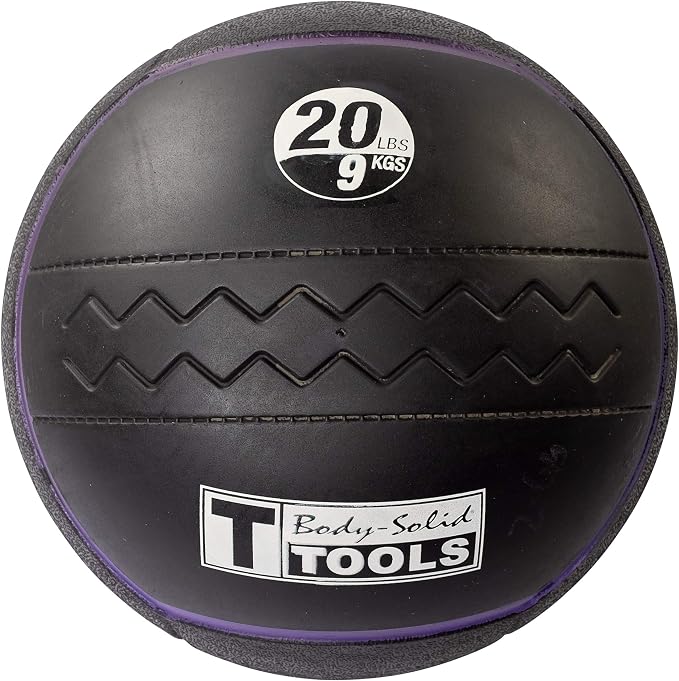 Body-Solid Heavy Rubber Medicine Ball - Non Bouncing Wall Balls for Strength Training, Weight Loss Workout, Core Exercise and Home Gym Fitness, Black