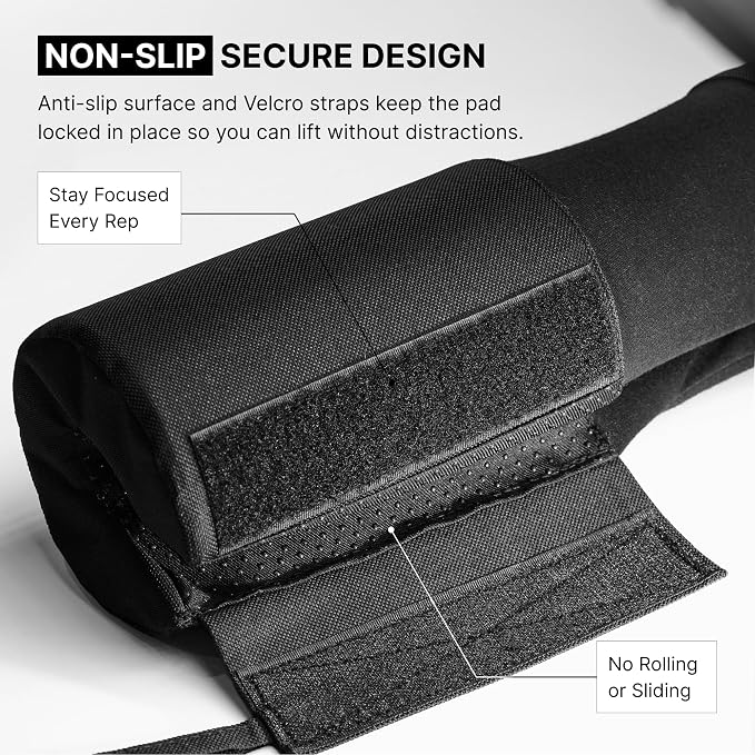 DMoose Fitness Barbell Pad for Hip Thrust, Squat & Lunges - Non-Slip Thick Foam Cushion for Neck and Back Support with Two Straps - Hip Thrust Pad for Leg Day - Fits All Olympic Bars and Smith Machine