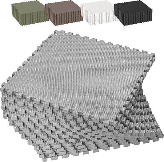 1/2" Thick 12 Pcs 48 Sq Ft EVA Foam Puzzle Exercise Mats, High-Density Interlocking Foam Floor Tiles for Home Gym, Gym Mat for Workout Equipment & Direct Exercise, Floor Padding for Kids