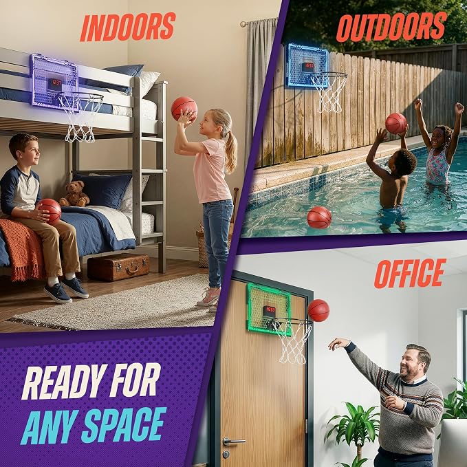 Mini Basketball Hoop for Kids Foldable Indoor Basket Ball Hoops | 2 Over the Door Mini Hoop Basketballs