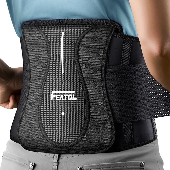 FEATOL Back Brace for Lower Back Pain Wide Coverage 360° Strong Lumbar Support with Removable Pad, Adjustable Waist Support Belt for Men Women, Size XX-Large 38.6"-51.2''