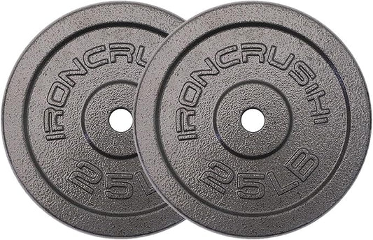 Standard 1 inch Cast Iron Weight plates - Superior Hammertone Finish, Wider Range 1.25-50 lbs Weights. Ideal for Dumbbell Handles, 1in Barbells, Adjustable Kettlebell Handles - Sold in Pairs