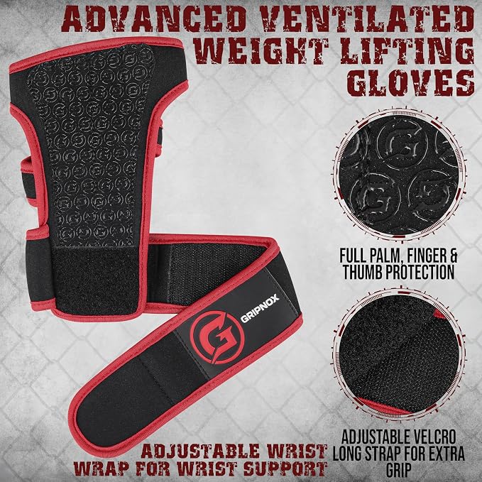 Ventilated Weight Lifting Gloves for Men & Women with Wrist Wrap Support – Padded Fingerless Gym Workout Gloves with Non-Slip Grip for Fitness, Weightlifting & Cross Training