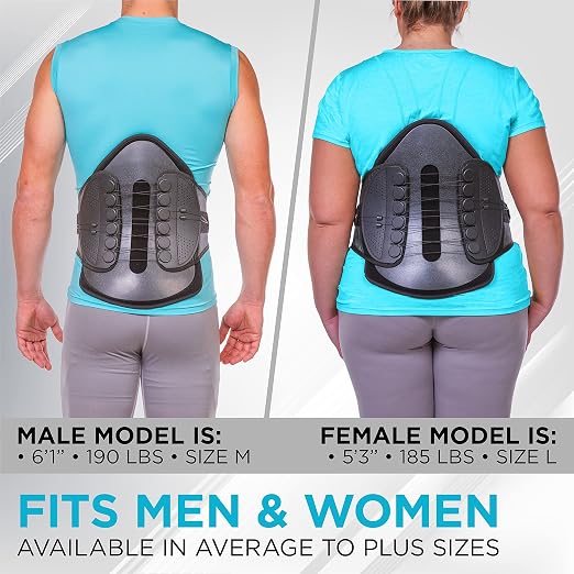 BraceAbility Lumbar Decompression Back Brace - Adjustable Semi-Rigid Lumbosacral Corset Belt for Discectomy, Laminectomy, Disc Injury, Back Muscle Spasms, Pre and Post Surgery Protection (Medium)