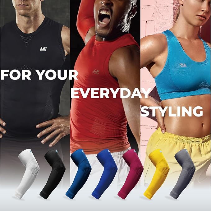 LP SUPPORT 668 Compression Arm Sleeve for Workouts, Sports & Pickleball, Golf and Tennis Elbow Pain relief for Men & Women