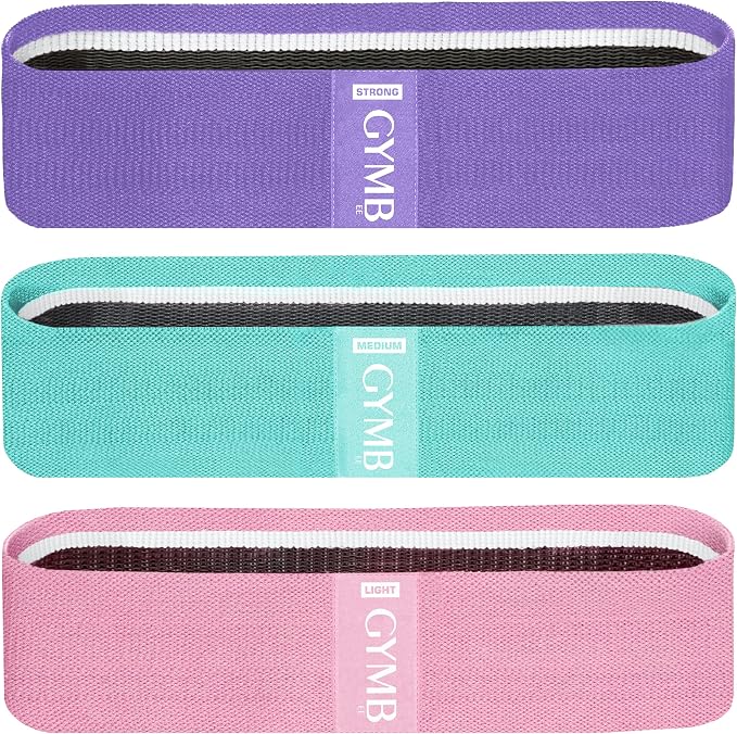 Gymbee Premium Resistance Bands for Working Out - Exercise Bands to Workout Glutes, Thighs & Legs - No Slip Cloth Booty Bands for Gym & Home Fitness, Yoga, Strength & Pilates for Men/Women - 3 Levels