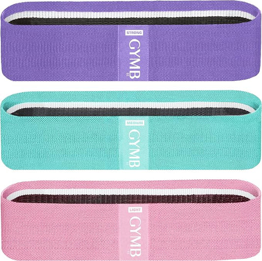 Gymbee Premium Resistance Bands for Working Out - Exercise Bands to Workout Glutes, Thighs & Legs - No Slip Cloth Booty Bands for Gym & Home Fitness, Yoga, Strength & Pilates for Men/Women - 3 Levels
