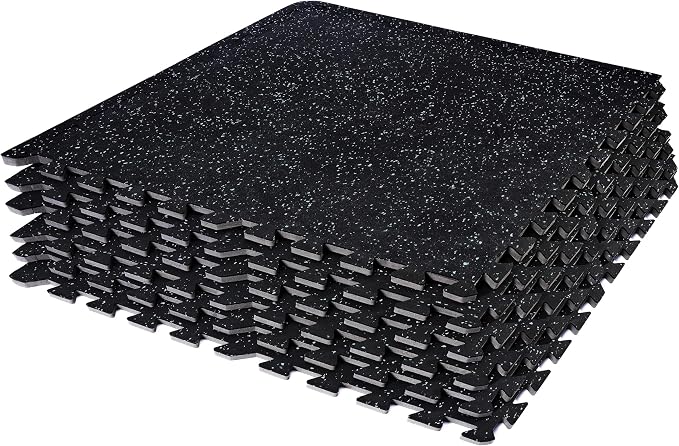Sivan Fitness 1/2" Thick Rubber Top High-Density EVA Foam Gym Flooring for Home Gym - 48 Sq Ft Exercise Mat Tiles for Workout, Yoga, MMA, Heavy Exercise Equipment Mat - 12 Interlocking Gym Floor Mat