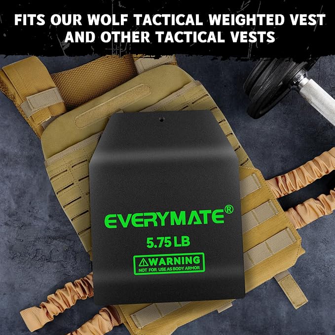 EVERYMATE Tactical Weighted Vest Plates – 3.75/5.75/8.75/14.5/19.75LB Pairs – Insert Weighted Vest Plates- Contoured Ergonomic Fit – WODs, Strength Training, Running, Weight Plates for Vest