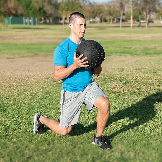 ProsourceFit Slam Medicine Balls 5, 10, 15, 20, 25, 30, 50lbs Smooth and Tread Textured Grip Dead Weight Balls for Strength and Conditioning Exercises, Cardio and Core Workouts