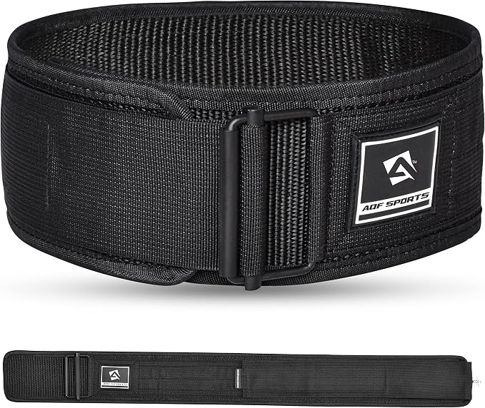 AQF Self-Locking Weight Lifting Belt, 4" Nylon Gym Support Belt