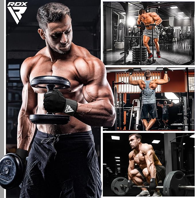 RDX Workout Gloves, 15-Inch Long Support Strap Anti Slip Palm Protection with 3 Wrist Alignment Plates, Powerlifting Deadlifting Bodybuilding Gym Fitness, Weight Lifting Exercise Training, Men Women