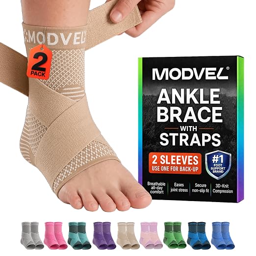 Modvel Foot & Ankle Brace Socks with Adjustable Support Strap – Compression Sleeve for Sprained Ankle, Plantar Fasciitis Relief Tendonitis & Arthritis, Stabilizing Foot & Ankle Support for Women & Men
