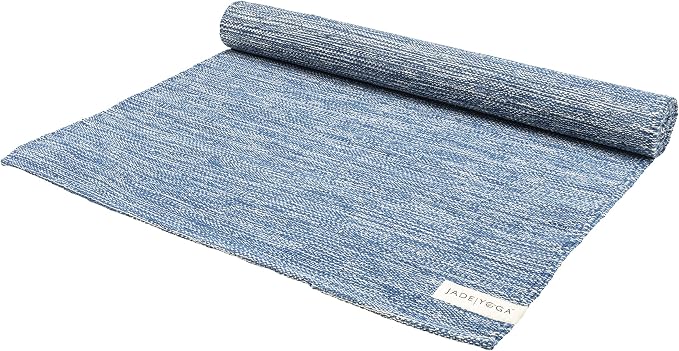 Jade Yoga Organic Cotton Hand Loomed Yoga Mat 72" Indigo