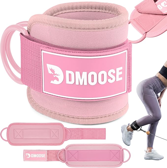 DMoose Ankle Strap for Cable Machine - One Size Fit with Premium Padding, Workout Kickback Ankle Cuffs, Ankle Bands for Working Out, Booty Workouts, Leg Extension, Hip Abductors & Lower Body Exercises
