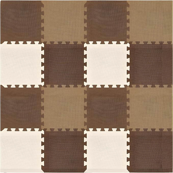 We Sell Mats 3/8" Thick Multipurpose EVA Foam Exercise Floor Mat, 12"x12" Interlocking Kid-Friendly Tiles, Anti-Fatigue for Home, Gym, Playpens, Classrooms
