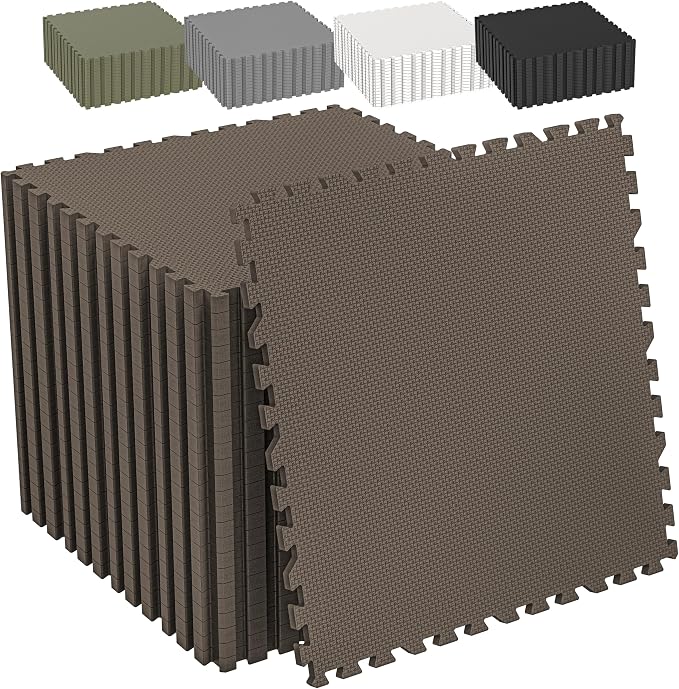 1/2" Thick 24 Pcs 96 Sq Ft EVA Foam Puzzle Exercise Mats, High-Density Interlocking Foam Floor Tiles for Home Gym, Gym Mat for Workout Equipment & Direct Exercise, Floor Padding for Kids