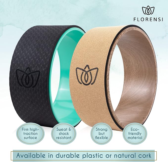 Florensi Yoga Wheel 3-Pack Back Roller & Stretcher for Pain Relief | Three wheel set includes different sizes to support stretching, back mobility, yoga poses, and muscle recovery