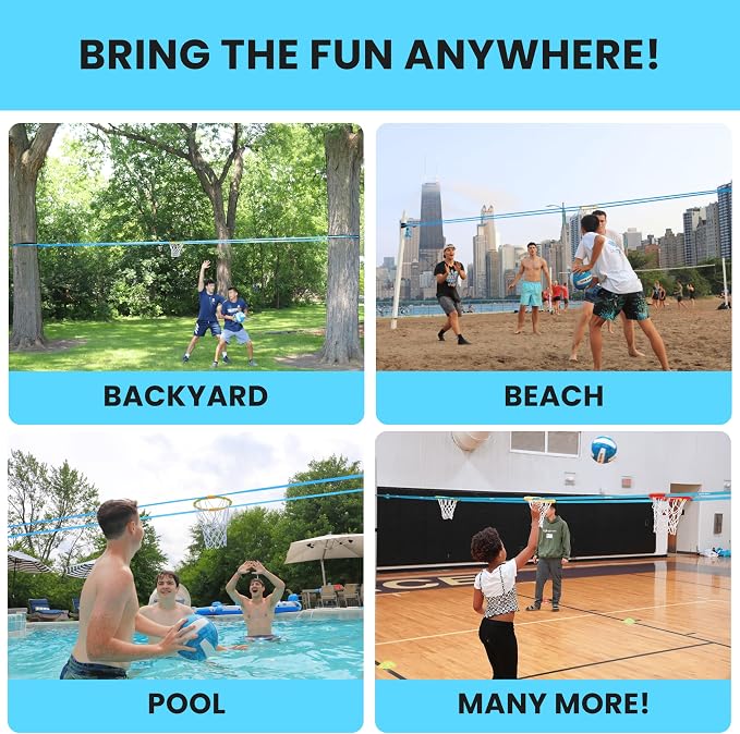 Portable Basketball Hoop with Adjustable Height - Play Floating Outdoor Yard Game at Beach, Lawn, Backyard, Pool, Grass - New Sport for Boys, Girls, Family
