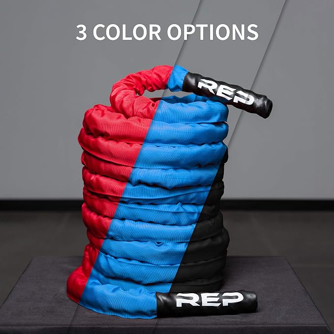 REP Fitness Battle Rope | 30/40/50 Ft Heavy Training Cord for Home Gym, Strength Workout, Cross Fit, Cardio Conditioning, Exercise Equipment with Protective Sleeve & Textured Grip Handles | 3 Colors