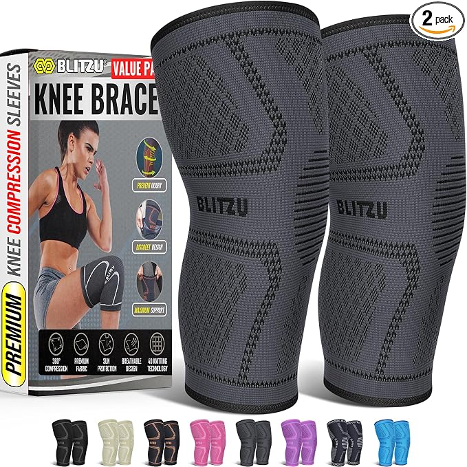 Knee Brace Men & Women, Knee Compression Sleeve Support Wrap Tendonitis L | 2 Pack, Joint & Patella Stabilization, Arthritis Pain Relief, Meniscus Tear, ACL Injury Recovery, Running, Sports, Workout