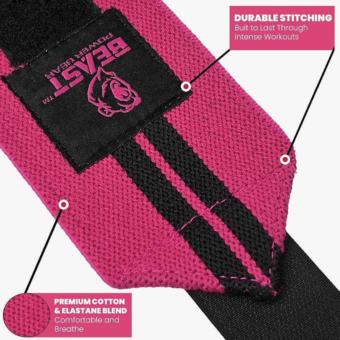 Improved Lifting Support & Stability - Gym Wrist Wraps for Weightlifting 14" Premium Quality Hand Wraps with Thumb Loop - Weight Lifting Wrist Wraps for Pain & Support