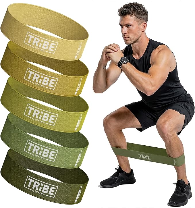 Fabric Resistance Bands for Working Out, 5-Band Set for Legs and Glutes | Booty bands for women and men, 5 resistance levels, for glute activation, hip training, squats, lunges and physical therapy