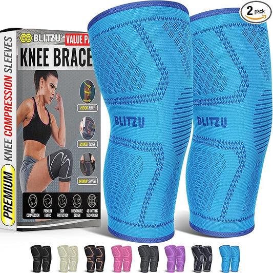 Knee Brace Men & Women, Knee Compression Sleeve Support Wrap Tendonitis XL | 2 Pack, Joint & Patella Stabilization, Arthritis Pain Relief, Meniscus Tear, ACL Injury Recovery, Running, Sports, Workout