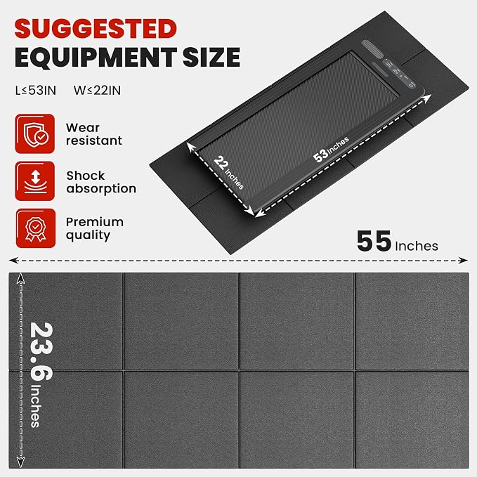 Walking Pad Mat for Carpet Floors, 55x24 Hardwood Floor Protection | Treadmill Mat for Hardwood Under Walking pad Treadmill Bike Exercise Equipment, Noise Shock Absorption, Stationary