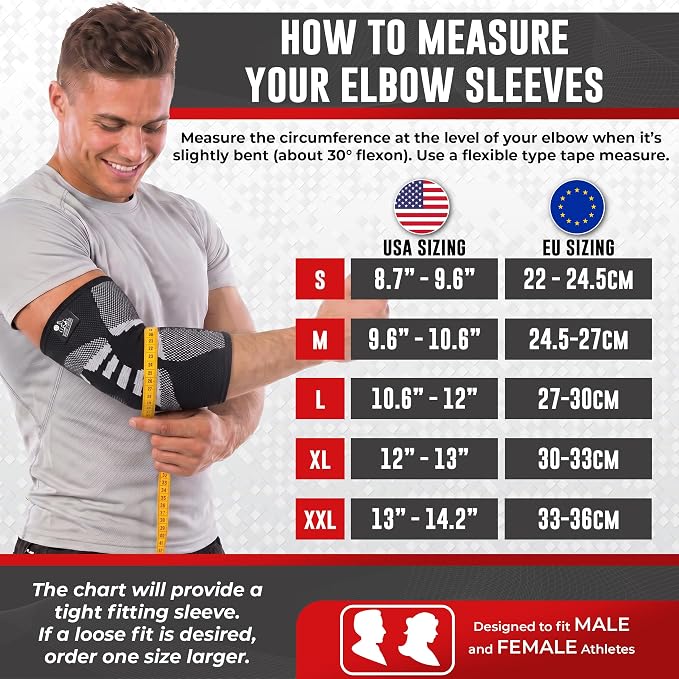 Nordic Lifting Elbow Compression Sleeve & Brace for Weightlifting | These elbow compression sleeves provide support that holds firm through weightlifting and strength training during gym days