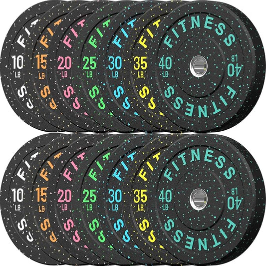HANDBODE 2-Inch High-Bounce Bumper Plates, Olympic Weight Set, 10-650 lb | Barbell Weight Plates Set for Home Gym, Colored Weights Rubber Strength Training Plate for Weight Lifting