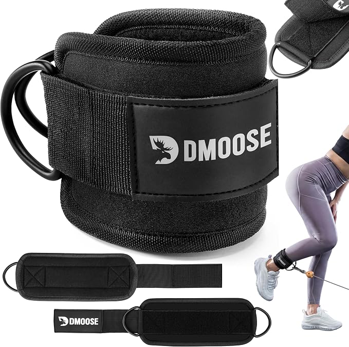 DMoose Ankle Strap for Cable Machine - One Size Fit with Premium Padding, Workout Kickback Ankle Cuffs, Ankle Bands for Working Out, Booty Workouts, Leg Extension, Hip Abductors & Lower Body Exercises