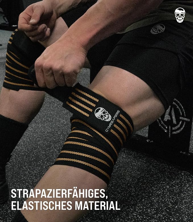 Gymreapers Knee Wraps for Squats and Powerlifting 72 Inch Compression Wraps with Strap for Men & Women Weightlifting Support