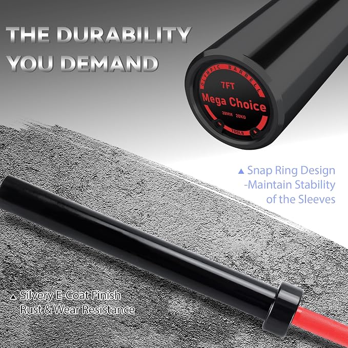 7FT/4 ft Home Gym Barbell Bar – 700LB/1500LB/500LB Capacity, Anti-Slip Knurling, Solid Steel, for Weightlifting, Strength Training