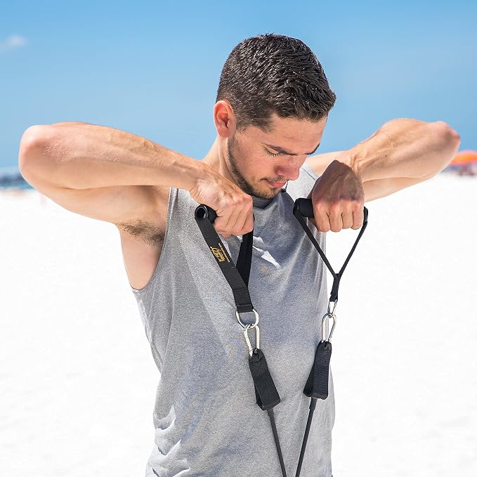 Fit Simplify Resistance Loop Exercise Bands and Tube Bands with Handles, Ankle Straps and Door Anchor