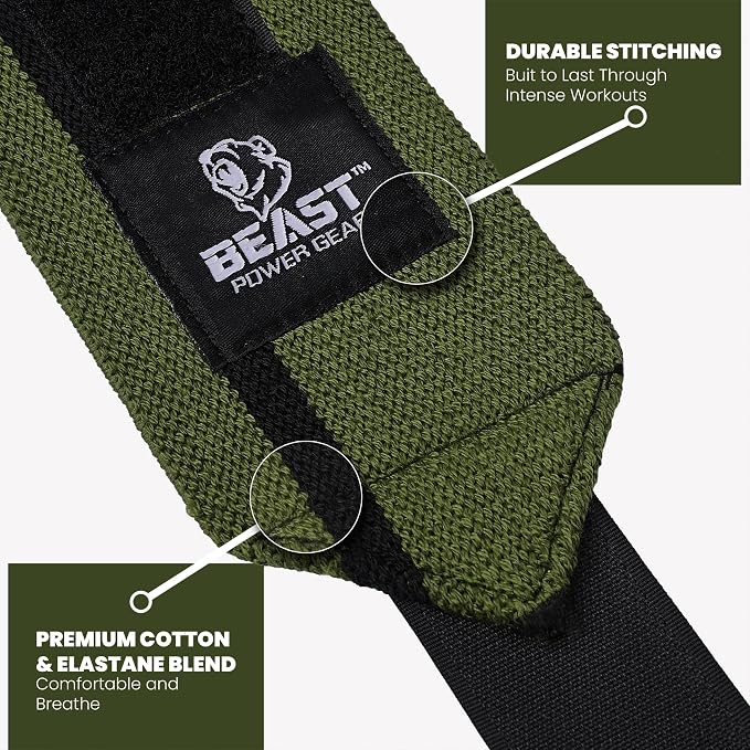 Improved Lifting Support & Stability - Gym Wrist Wraps for Weightlifting 14" Premium Quality Hand Wraps with Thumb Loop - Weight Lifting Wrist Wraps for Pain & Support