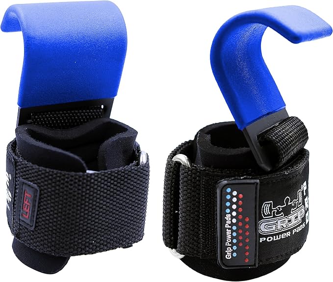 Weight Lifting Rod Hooks Heavy Duty Wrist Wraps Power Weight Lifting Training Gym Grips Straps Set of 2