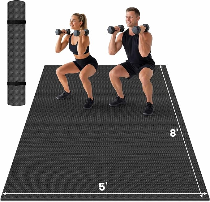 THAILE Large Exercise Mat, 7'x5'/6'x4'/8'x5', 6mm Workout Mat for Home Gym | Heavy-Duty & Shoe-Friendly Large Yoga Mat: Textured grip and cushioning support cardio, Pilates, stretching workouts