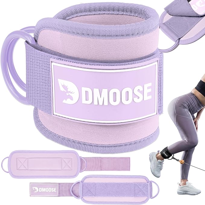 DMoose Ankle Strap for Cable Machine - One Size Fit with Premium Padding, Workout Kickback Ankle Cuffs, Ankle Bands for Working Out, Booty Workouts, Leg Extension, Hip Abductors & Lower Body Exercises