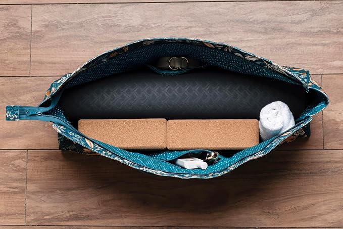 Maison d' Hermine Yoga Mat Duffle Bag Gym Tote Yoga Mat Carry Bag | Cylindrical bag for Woman Men Gifts Adjustable shoulder straps with Drawstring Water Bottle Pocket and zipper pocket