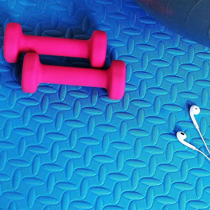 BalanceFrom Puzzle Exercise Mat with EVA Foam Interlocking Tiles (Blue) | Tiles for Home Gym, Mat for Home Workout Equipment, Floor Padding for Kids, Blue, 24 in x 24 in x 3/4 in, 24 Sq Ft - 6 Tiles