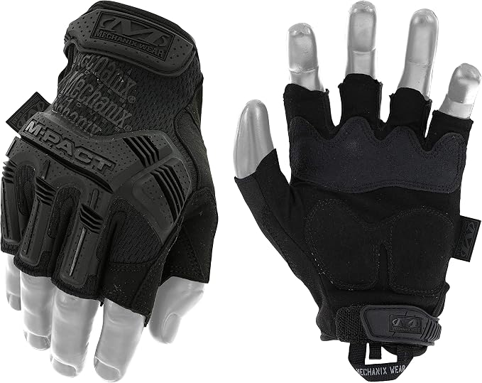 Mechanix Wear M-Pact Fingerless Tactical Gloves Covert Black, X-Large | Fingerless Tactical Gloves with Impact Protection, Vibration Absorption & Heavy-Duty Machine Washable Construction
