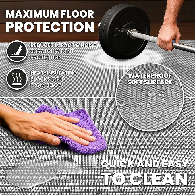 bemaxx Gym Mats Set - 18 pcs EVA Interlocking Foam Floor Tiles (12.6"x12.6"x0.4") 18sqft Protective Gym Flooring Sports Home Workout Exercise Mats Puzzle Garage Fitness Play-Room Pool Treadmill Bike