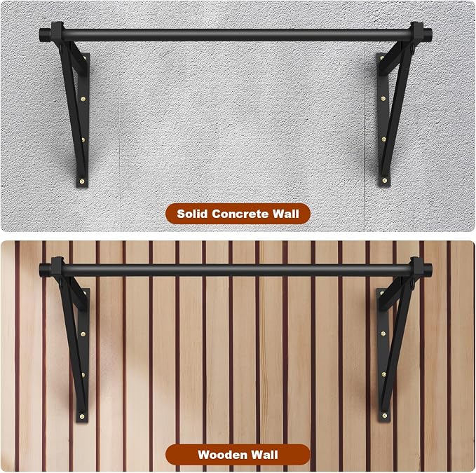 Wall Mounted Pull Up Bar, Adjustable Depth Pull-up Bar with 500LBS Weight Capacity, Maintain Upper Body Strength & Core Stability, Home or Garage Gym Chin Up Workout Training Station