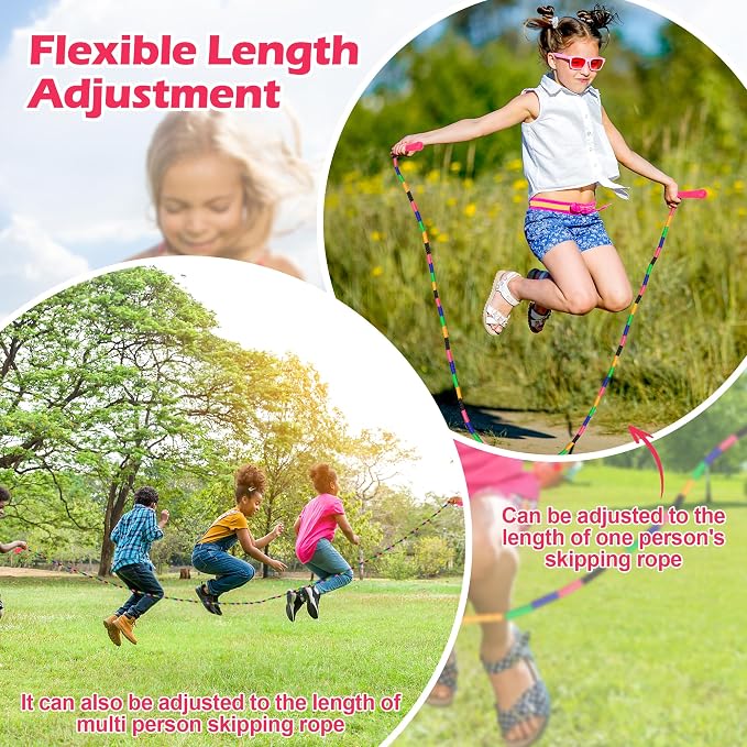 Coolrunner 16 FT Long Jump Rope(4 PACK), Double Dutch Jump Ropes Soft Beaded Skipping for Kids Adults Plastic Segmented Long Enough for 4-5 Jumpers