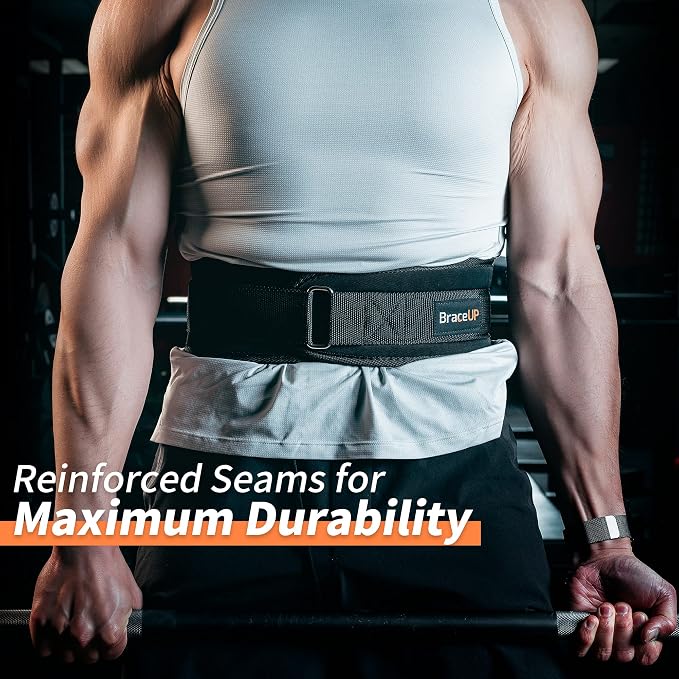 BraceUP Weight Lifting Belt for Men and Women – 4-inch Wide Weight Belt, for Weightlifting, Squat, Deadlift, Power Lifting, Gym Training, and Back Support