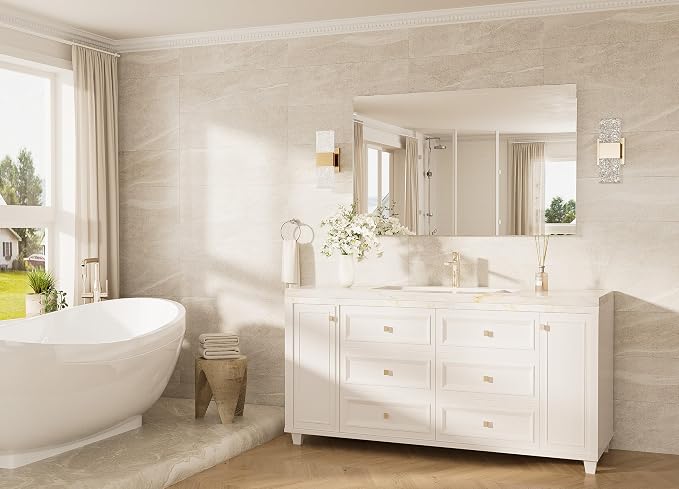 48x30 Frameless Bathroom Vanity Mirrors for Over Sink, Modern Rectangle Bathroom Mirrors for Wall with Polished Edge Shatterproof Decorative Mirror for Bedroom, Living Room, Entryway