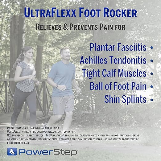 PowerStep UltraFlexx Foot Rocker, Foot and Calf Stretching, Pain Relief for Plantar Fasciitis, Achilles Tendonitis, Shin Splints, Increased Flexibility & Strength