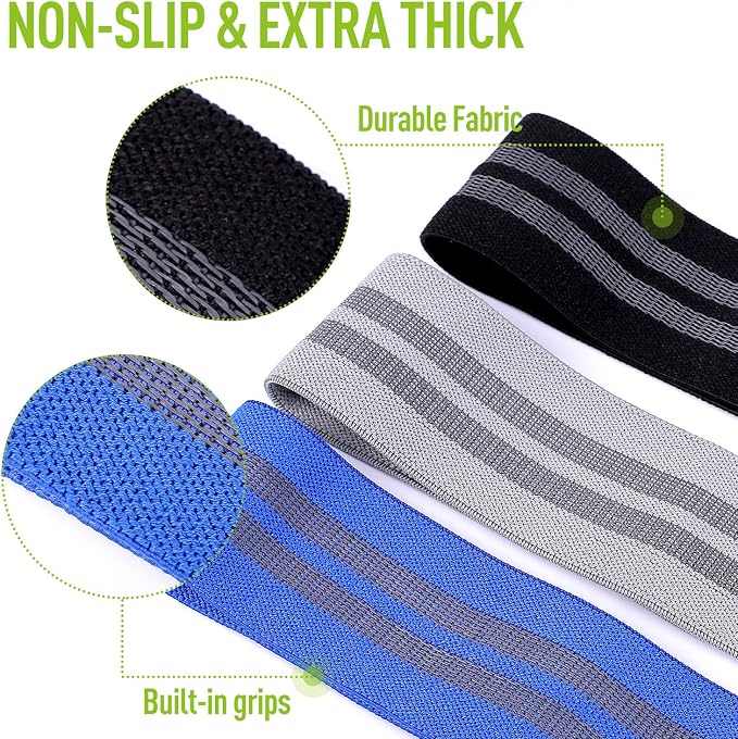CFX Resistance Bands Set, Exercise Bands with Non-Slip Design for Hips & Glutes, 3 Levels Workout Bands for Women and Men, Booty Bands for Home Fitness, Yoga, Pilates