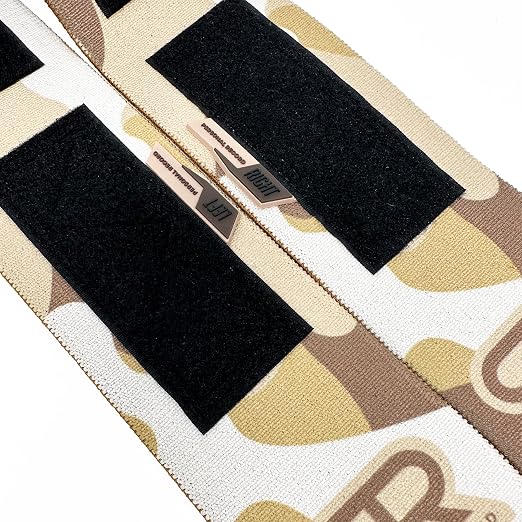 Elbow Wraps for Weightlifting - Heavy Duty Construction, 25% More Elasticity, Reinforced Stitching, Extra Wide Fastener, Easy to Adjust, (Sand Camo)
